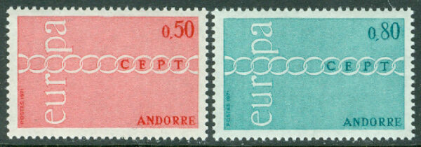 Andorra Fr - M  232-233 Europa CEPT 1971, 2 kpl **