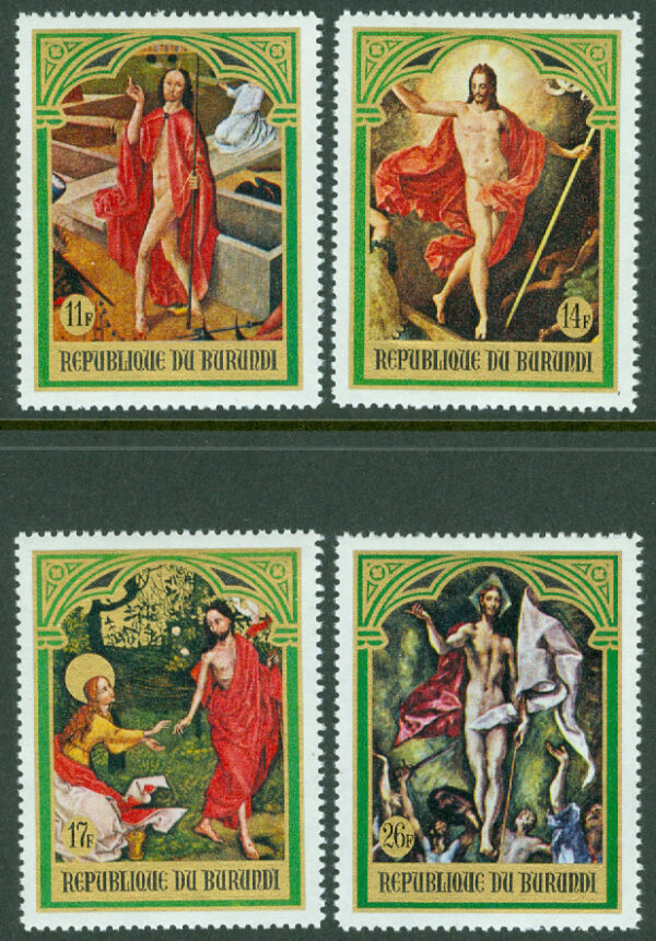 Burundi - M  485-487 A Påsk 1969, Kristusmålningar, 4 kpl **