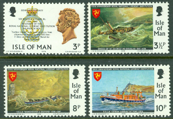 Isle of Man - M   36-39 Båtar - Levnadsrätt 150 år, 4 kpl **