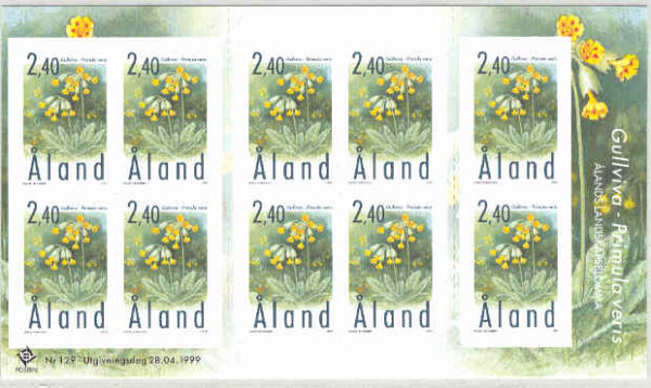 Åland - Häfte H  10 Blommor - Gullvivor, häfte kpl **