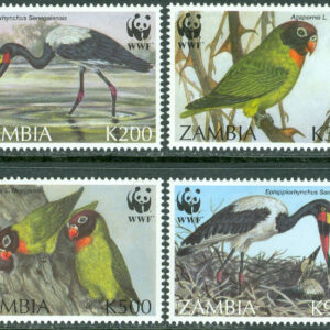 Zambia – M  656-659 Fåglar – Stork – Dvärgpapegoja WWF, 4 kpl **