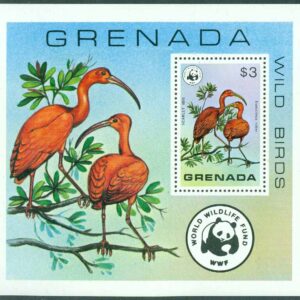 Grenada – M BL  70 WWF, fåglar, röd ibis, block **