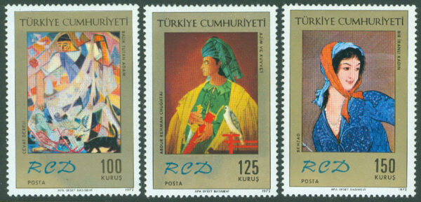 Turkiet - M 2258-2260 Målningar, regionalt samarbete Turkiet, Iran, Pakistan (RCD), 3 kpl **