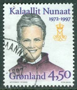 Grönland – F  300a Drottning Margrethe regent 25 år, 1 kpl stpl