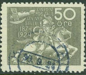 F  220 Världspostföreningen UPU 50 år, 50 öre stpl