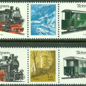 DDR – M 2629-2632 Smalspårsbanor II, 2 st 3-strip kpl **