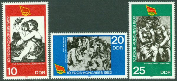 DDR - M 2699-2701 Fria tyska fackförbundets kongress, 3 kpl **