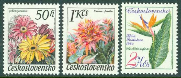 Tjeckoslovakien - M 2574-2576 Blomutställning, 3 ol **