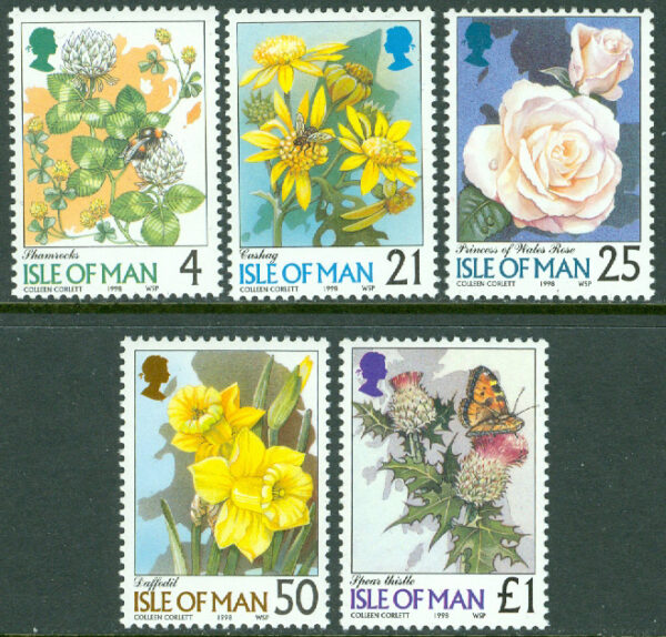 Isle of Man - M  748-750 I Blommor & Insekter, 6 kpl **