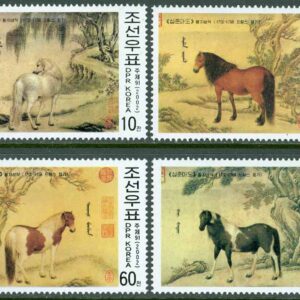 Nordkorea – M 4510-4513 Hästar i kinesisk konst, 4 kpl **