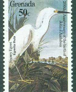 Grenada – M 1448 J J Audobons födelse 200 år, snöhäger, 50 C **