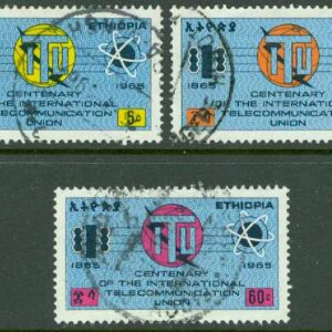 Etiopien – M  500-502 Int.teleunionen ITU 100 år, 3 kpl stpl