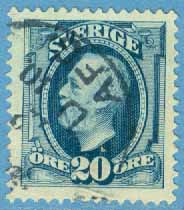 F   66 Oscar II 20 öre utan vm, stpl