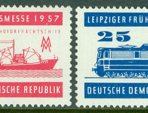 DDR – M  559-560 Vårmässan i Leipzig 1957, fartyg, ellok, 2 kpl **