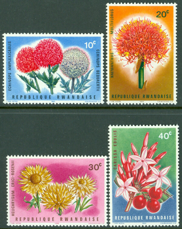 Rwanda - M  157-160 Blommor, 4 ol **