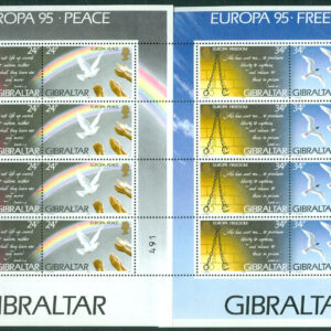 Gibraltar – M  710-713 Europa 1995. Fred och frihet. 2 miniark kpl **