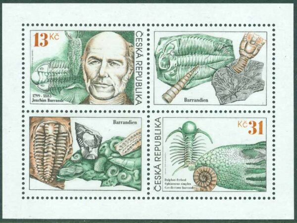 Tjeckien - M  221-222 Joachim Barrande, fransk geolog och paleontolog, miniark kpl **