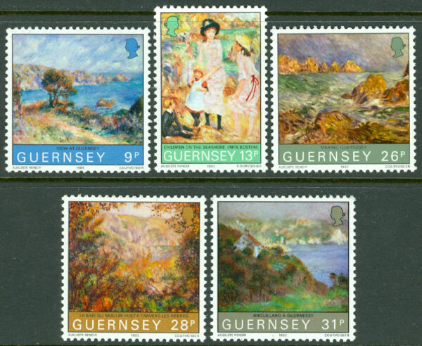 Guernsey - M  269-273 Konst, 100-årsminnet av Renoirs besök, 5 kpl **