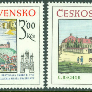Tjeckoslovakien – M 2622-2623 Historiska motiv från Pressburg (Bratislava), 2 kpl **