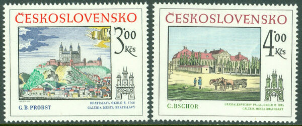 Tjeckoslovakien - M 2622-2623 Historiska motiv från Pressburg (Bratislava), 2 kpl **