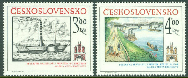Tjeckoslovakien - M 2677-2678 Historiska motiv från Pressburg (Bratislava), 2 kpl **