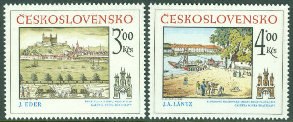Tjeckoslovakien - M 2586-2587 Historiska motiv från Pressburg (Bratislava), 2 kpl **