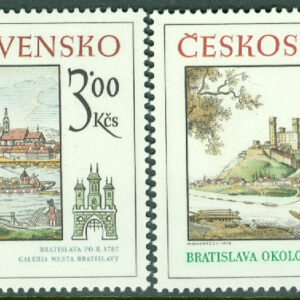 Tjeckoslovakien – M 2539-2540 Historiska motiv från Pressburg (Bratislava), 2 kpl **