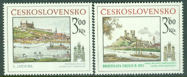 Tjeckoslovakien - M 2539-2540 Historiska motiv från Pressburg (Bratislava), 2 kpl **