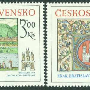 Tjeckoslovakien – M 2418-2419 Historiska motiv från Pressburg (Bratislava), 2 kpl **