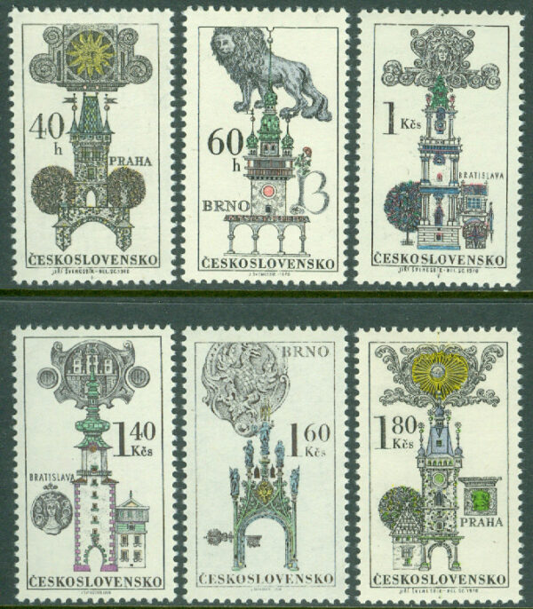 Tjeckoslovakien - M 1952-1957 Gamla husemblem, 6 kpl **