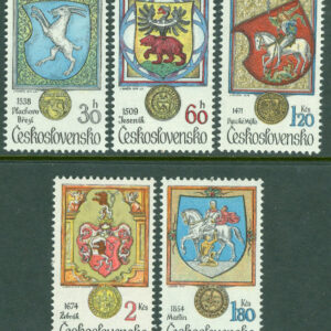 Tjeckoslovakien – M 2507-2511 Stadsvapen med djurmotiv, 5 kpl **