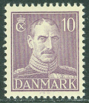 Danmark – F  297b Christian X, 10 öre ljusviolett **