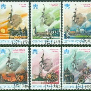 Vatikanen – M 1227-1232 Påven Johannes Paul II`s världsresa, 6 kpl stpl