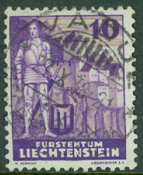 Liechtenstein – M  158 Riddare och slott, Vaduz, 10 Rp stpl