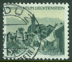 Liechtenstein – M  225 Samhällen och landskap, Triesen, 5 Rp stpl