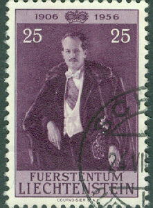 Liechtenstein – M  350 Furste Franz Josef II´s 50-årsdag, 25 Rp stpl