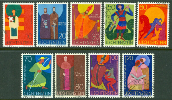 Liechtenstein - M  486-494 Kyrkobeskyddare, 9 kpl stpl