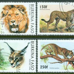 Burkina Faso – M 1437-1440 Stora inhemska kattdjur, 4 kpl stpl