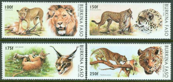 Burkina Faso - M 1437-1440 Stora inhemska kattdjur, 4 kpl **