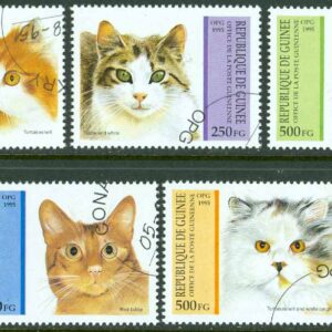 Guinea – M 1515-1519 Katter bla Red Tabby, 5 kpl stpl