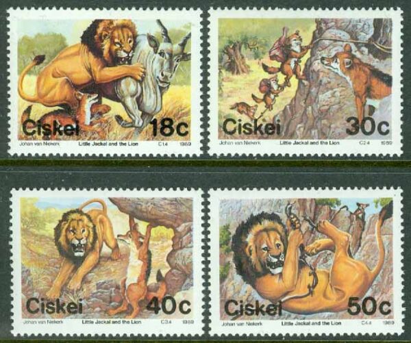 Ciskei - M  158-161 Folklore; Historein om lejondet och den lilla schakalen, 4 kpl **