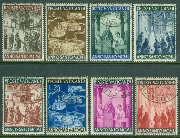 Vatikanen - M  163-170 Det heliga året 1950, 8 kpl stpl