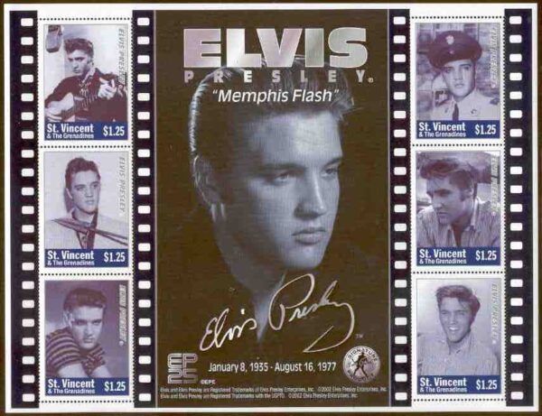 St. Vincent - M 5530-5535 Elvis Presley död 25 år, miniark **