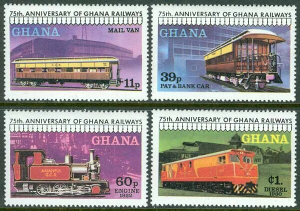 Ghana - M  783-786 Järnväg i Ghana 75 år, 4 kpl **