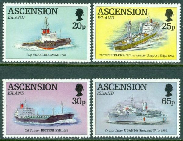 Ascension - M  641-644 Befriandet av Falklandsöarna, fartyg, 4 kpl **