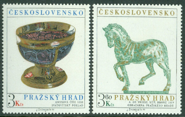 Tjeckoslovakien - M 2375-2376 Prags slott, konst, 2 kpl **
