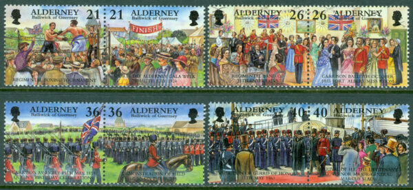 Alderney - M  158-165 Alderneys historiska utveckling, 4 par kpl **