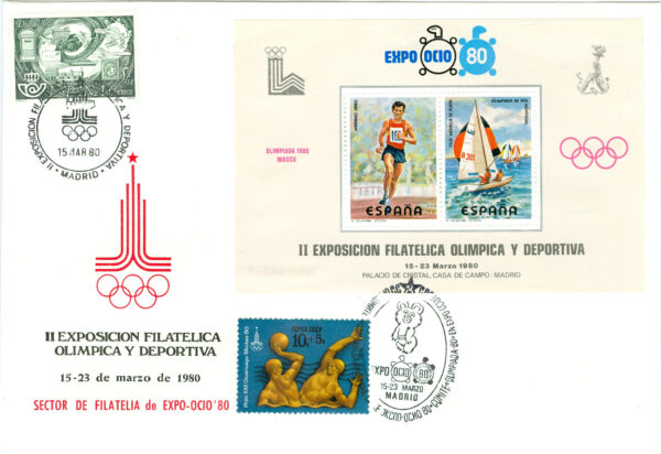 Spanien - Minnespost - Olympisk och idrottsfilatelistisk utställning EXPO 80 - utställningsblock **