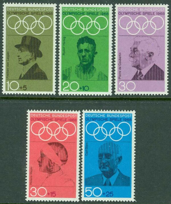 Tyskland - M  561-565 OS i Mexico City 1968. Berömdheter, 5 kpl **