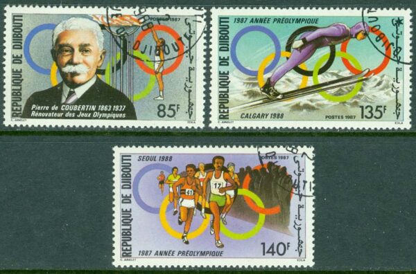 Djibouti - M  495-497 Förolympiska året 1987, 3 kpl stpl